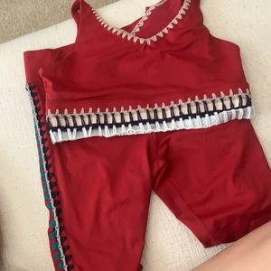 Carbon 38 Cranberry Workout set pants and  top